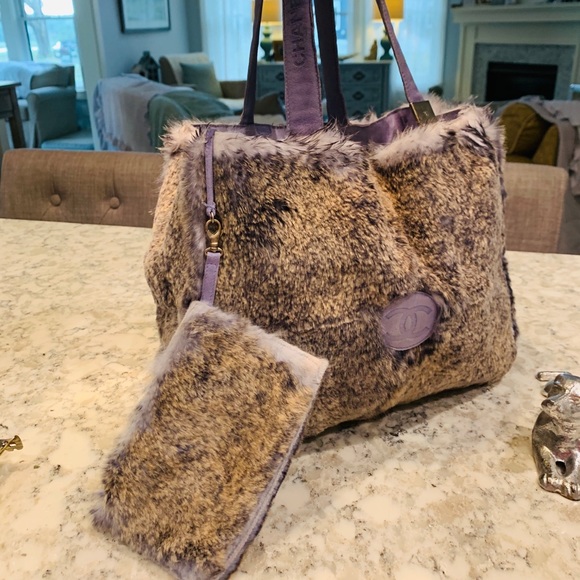 CHANEL Handbags - CHANEL Fur Tote Bag Purse & Dust Bag